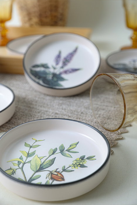 Hermia Juego de salseras de gres cerámico blanco mate, 6 piezas